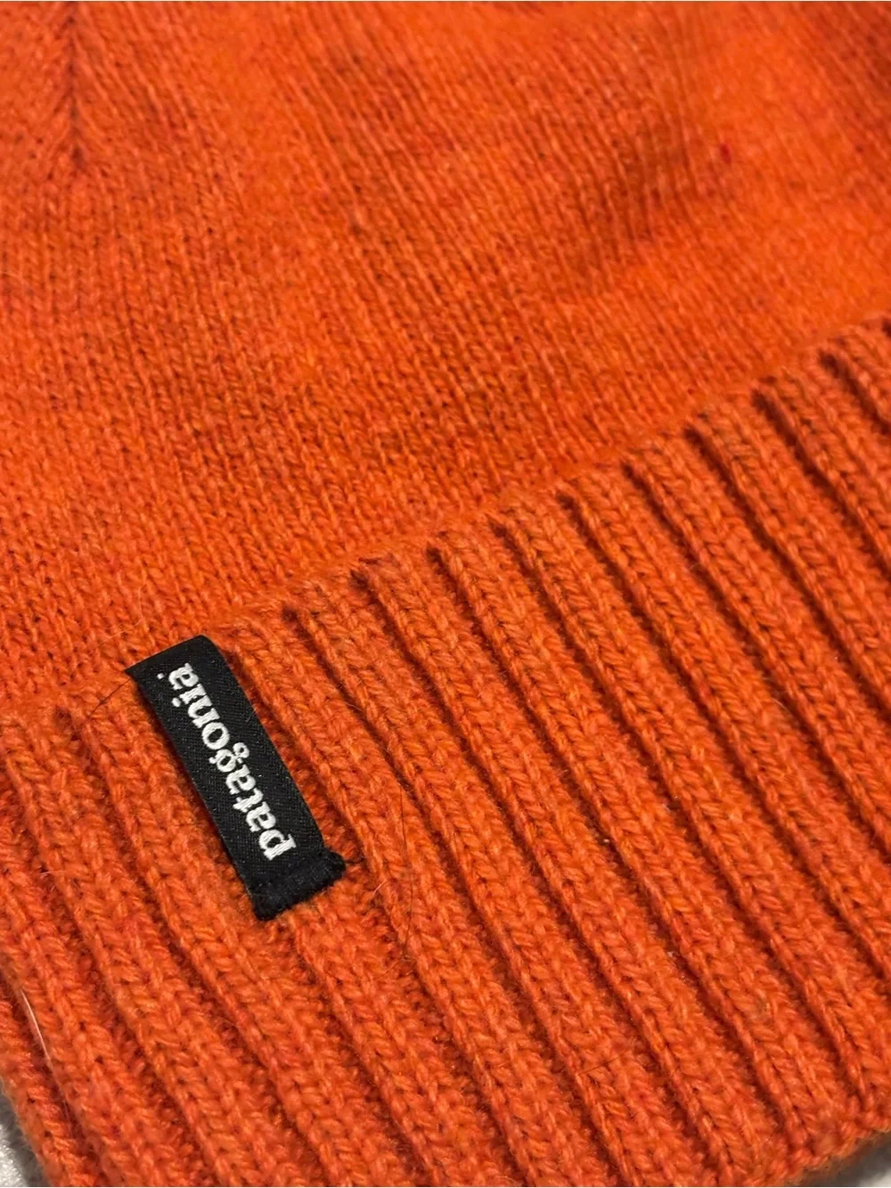 Patagonia Orange Ribbed Knit Beanie